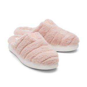 Toms Alpargata Mallow Mule Fluff Slippers Pink Rose Faux Fur Women's NEW…